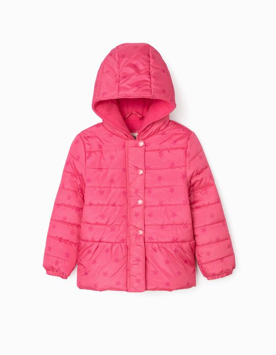 Padded Peplum Jacket for Girls, 'Stars', Pink