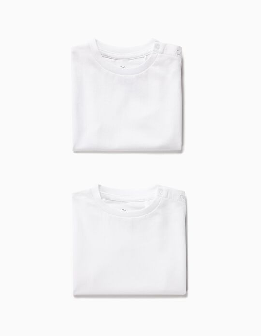 2 T-shirts bébé garçon, blanc