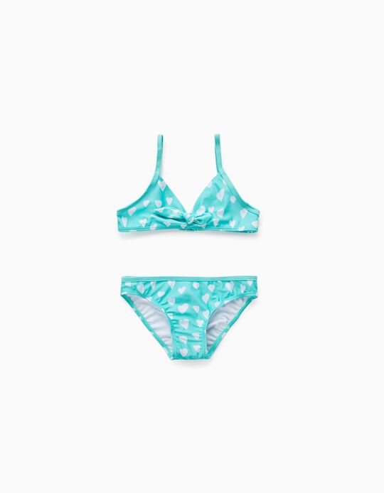 Bikini para Niña 'Hearts', Verde Agua
