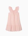 Printed Dress for Girls, White/Pink