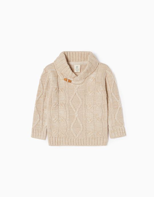 Jumper with Shawl Collar for Baby Boys, Beige