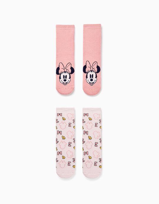 Pack of 2 Pairs of Antislip Socks for Girls 'Minnie', Pink