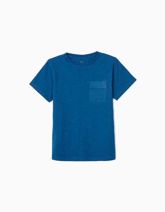 T-Shirt avec Poche Garçon, Bleu