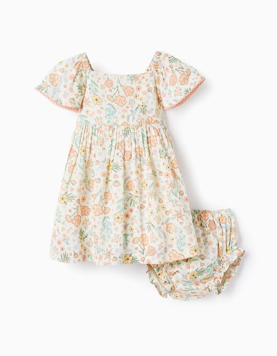 Floral Dress + Bloomers for Baby Girls, Beige