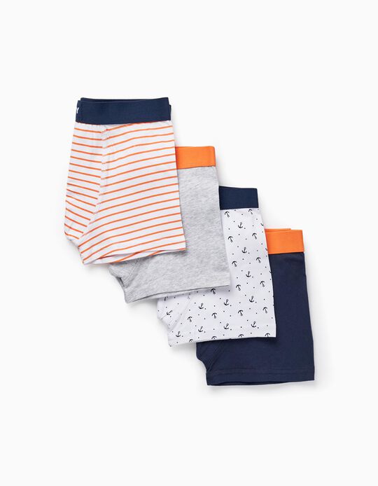 Pack of 4 Boxer Shorts for Boys 'Anchor', Multicolour