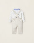Comprar Online Body-Polo + Pantalones con Tirantes Desmontables para Recién Nacido, Blanco/Azul/Beige