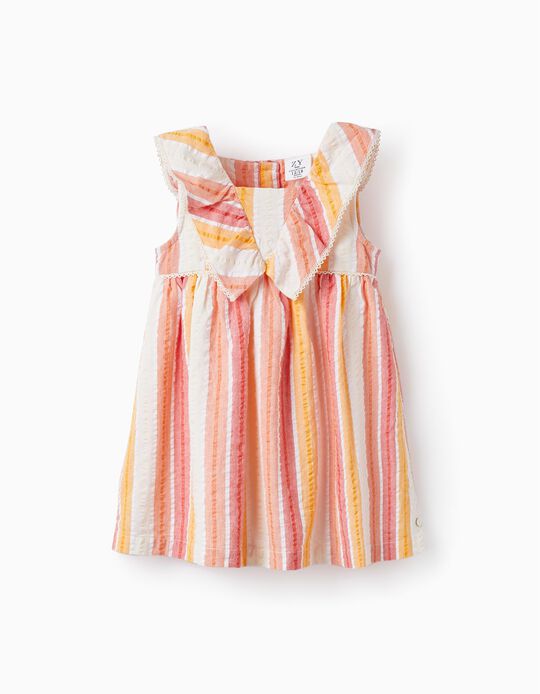 Striped Dress with Frills for Baby Girls, Multicolour