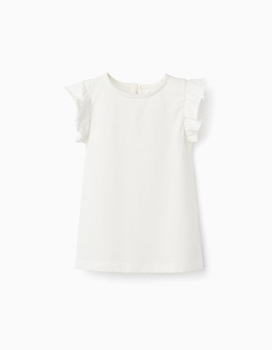 Camiseta de Algodón para Niña, Blanco