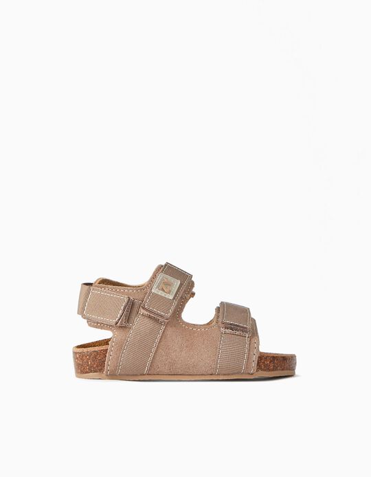Leather Sandals for Baby Boys, Camel