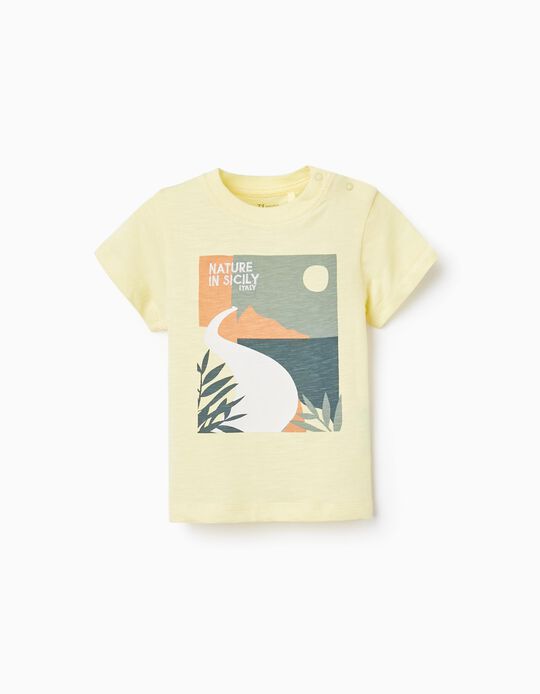 T-Shirt de Manga Curta para Bebé Menino 'Nature in Sicily', Amarelo
