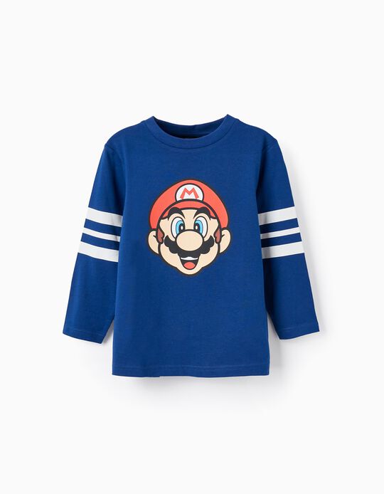 Comprar Online T-Shirt de Manga Comprida para Menino 'Super Mario', Azul Escuro