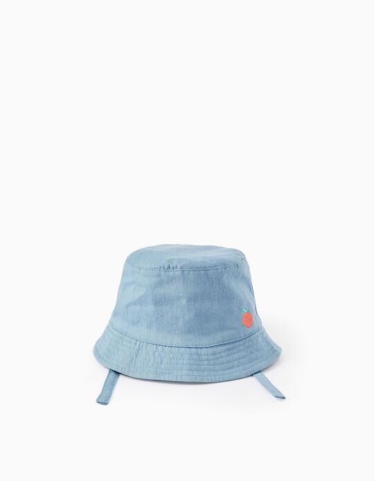 Sombrero de Peto Vaquero con Albaricoque Bordado para Bebé Niña, Azul
