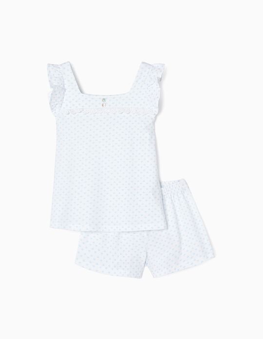 Pijama em Algodão para Menina 'Corações', Branco