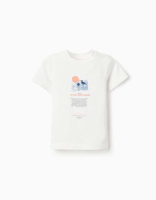 Comprar Online T-shirt de Algodão para Bebé Menino 'Comporta', Branco