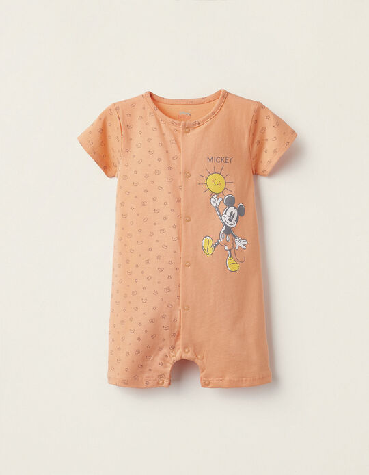 Pijama Romper em Algodão para Bebé Menino 'Mickey', Laranja