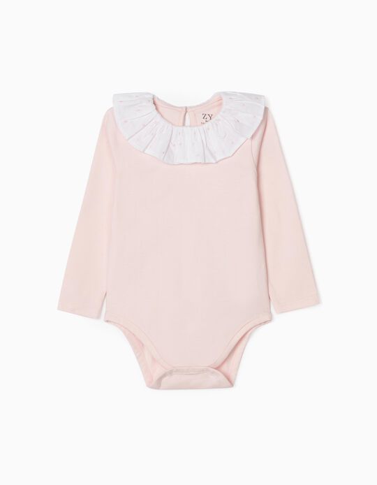 Bodysuit with Frill Collar for Baby Girls, Pink