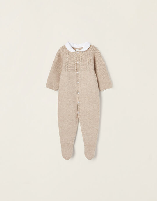 Knit Overall for Newborn Babies, Beige