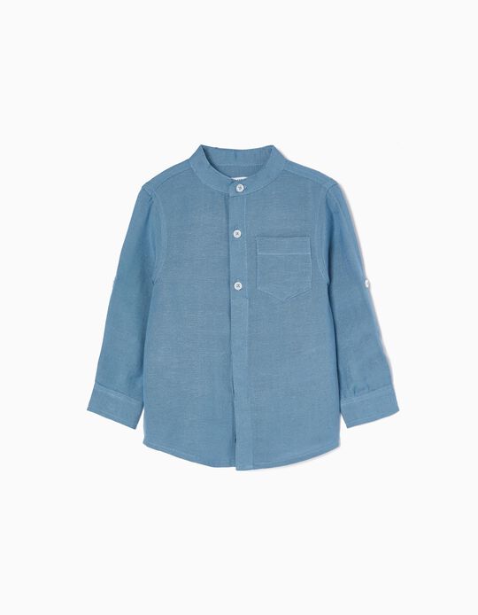 Shirt with Mao Collar for Baby Boys 'You&Me', Blue
