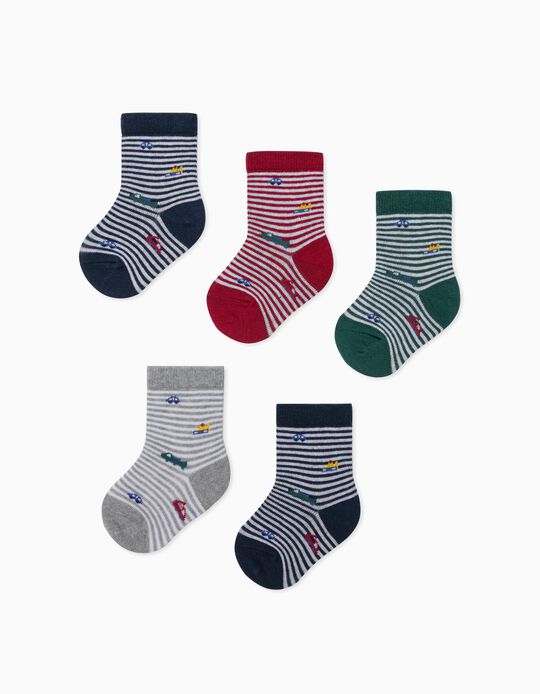 5 Pairs of Socks for Baby Boys, 'Stripes', Multicoloured