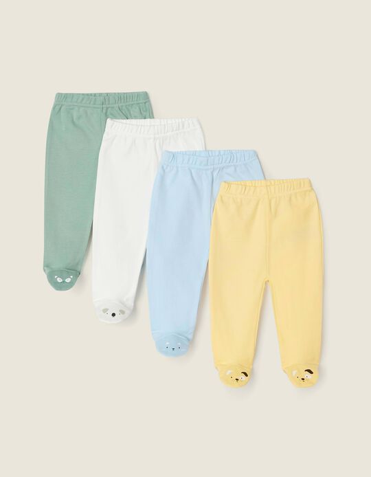 4 Pantalones con Pies para Bebé 'Animals', Multicolor
