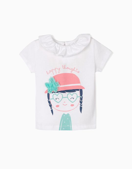 T-shirt for Baby Girls 'Happy Thoughts', White