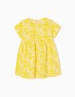 Printed Dress in Cotton for Baby Girls, Yellow