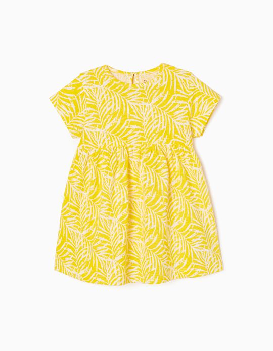 Vestido de Algodão Estampado para Bebé Menina, Amarelo