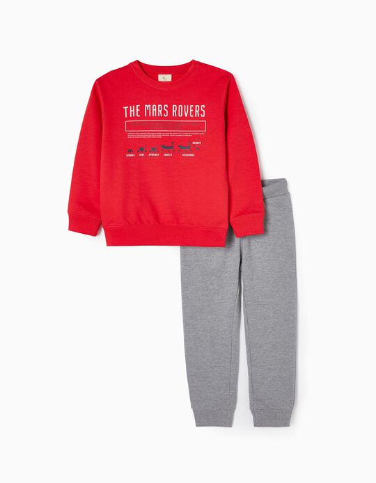 Cotton Tracksuit for Boys 'Mars', Red/Grey