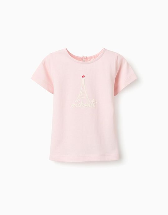 Comprar Online T-shirt de Algodão para Bebé Menina 'Paris', Rosa