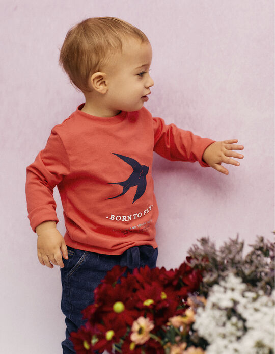 Camiseta de Manga Larga para Bebé Niño 'Born to Fly', Rojo