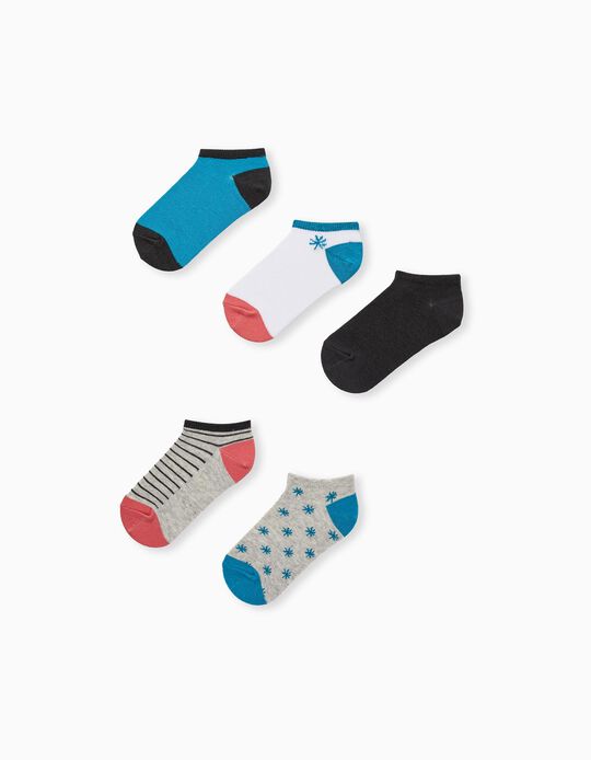 Pack of 5 Pairs of Ankle Socks for Boys 'Stars', Multicolour
