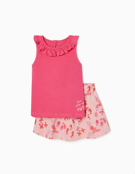 T-Shirt + Saia para Bebé Menina 'Sea Life', Rosa