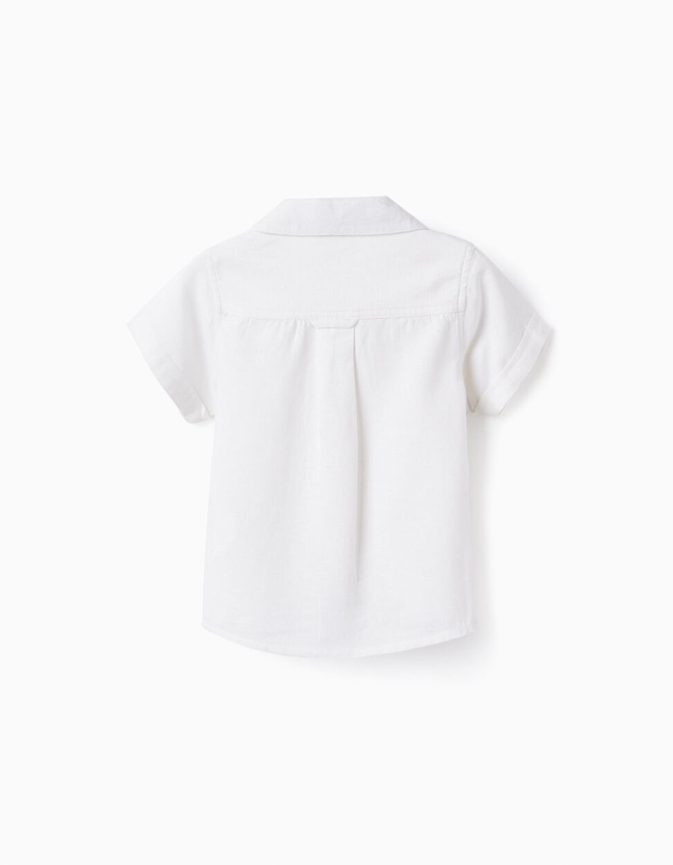 Comprar Online Camisa de Manga Curta com Linho para Bebé Menino, Branco