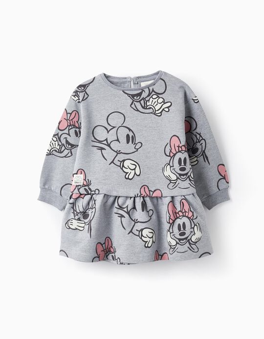 Vestido de Algodão Para Bebé Menina 'Disney 100 Anos - Minnie', Cinza