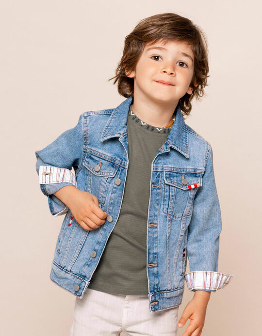 Denim Jacket with Embroidery for Boys, Blue