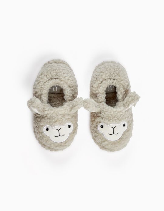 Slippers with Ears for Boy 'Alpaca', Grey
