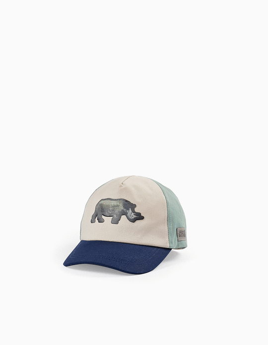 Cotton Cap for Boys 'Rhinocero', Dark Blue/Green