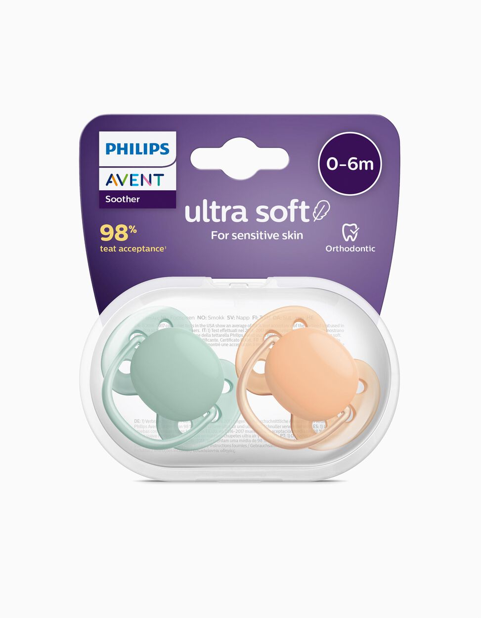 2 Chupetas Ultra Soft Silicone 0-6M Philips/Avent