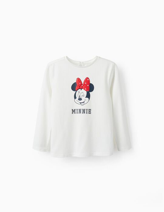T-shirt de Manga Comprida para Menina 'Minnie', Branco