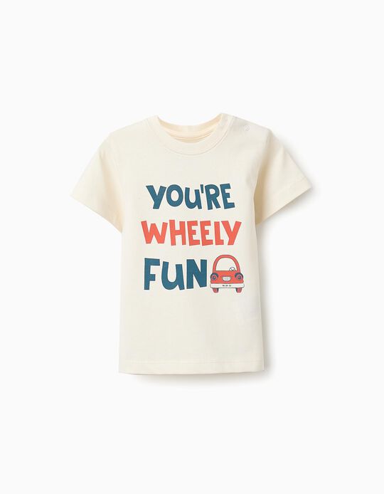 Comprar Online T-shirt de Algodão para Bebé Menino 'Carro', Branco