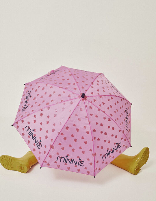 Printed Umbrella for Girls 'Minnie', Pink/Dark Blue