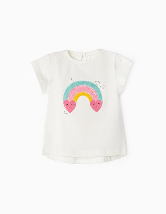 T-Shirt Bébé Fille 'Happy Days', Blanc