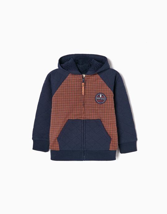 Hooded Jacket with Sherpa Lining for Boys, Dark Blue