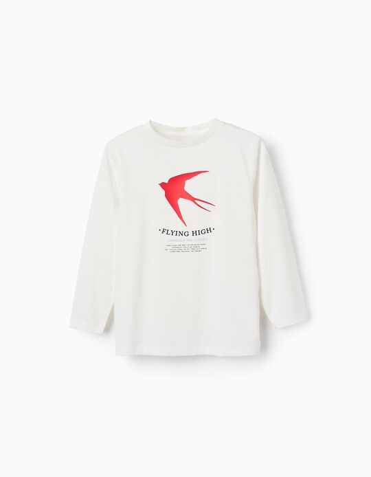 T-shirt à manches longues pour garçon 'Swallows', Blanc