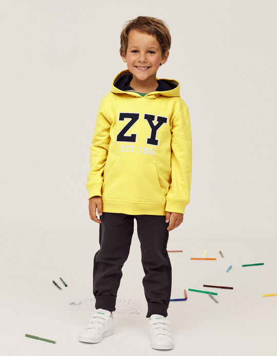 Hooded Sweatshirt for Boys, 'ZY 1996', Yellow