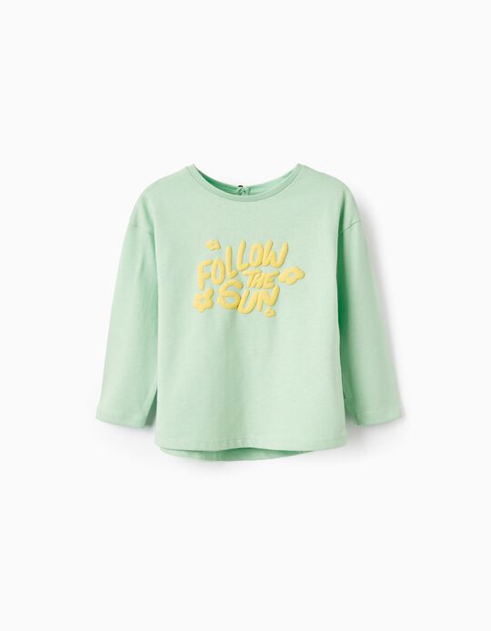 Camiseta de Manga Larga para Bebé Niña 'Flower Power', Verde