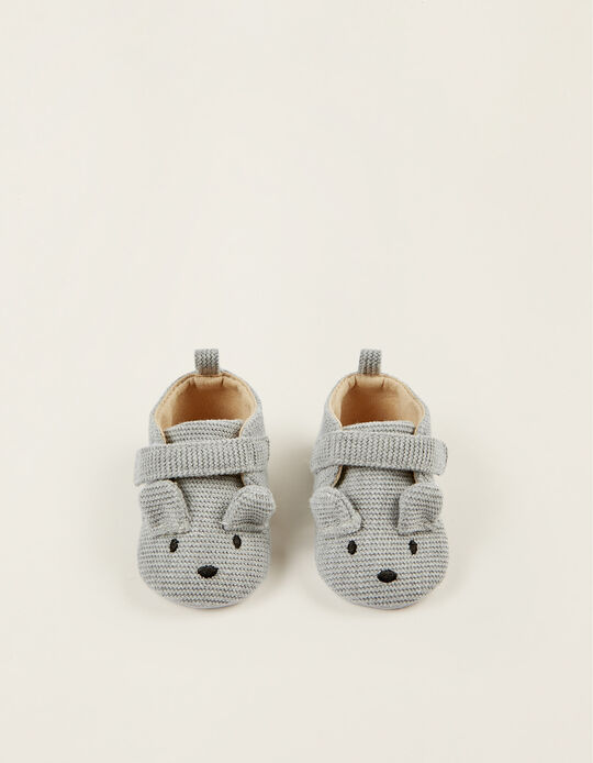Knit Shoes for Newborn Babies, Grey