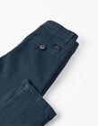 Comprar Online Calças em Sarja de algodão para Menino 'Slim Fit', Azul Escuro