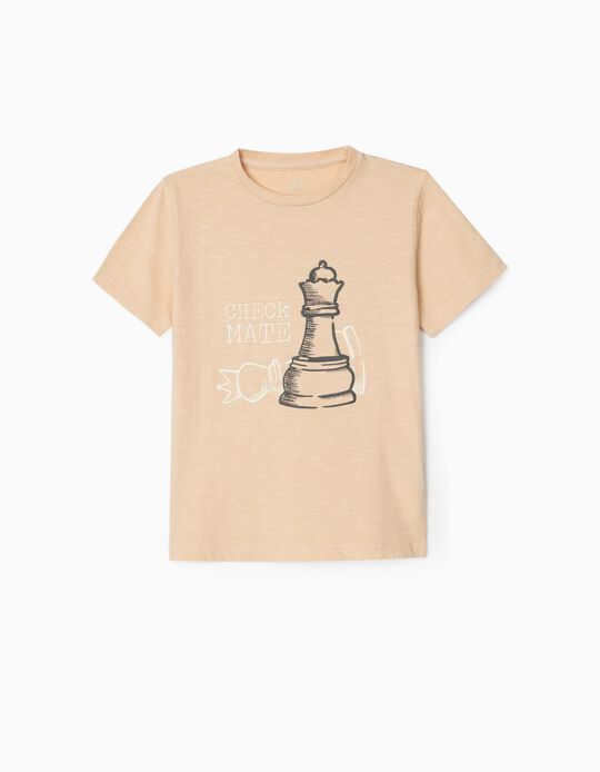 T-Shirt for Boys 'Check Mate', Beige