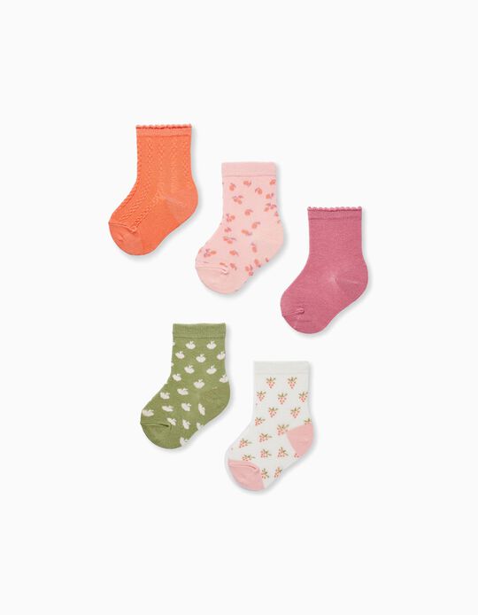 Pack of 5 Pairs of Socks for Baby Girls, Multicolour